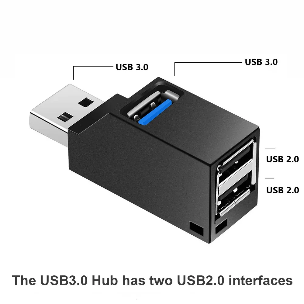Hub USB 3.0 Mini Séparateur 1 vers 3 Ports USB 2.0 Haute Vitesse pour PC Portable 3
