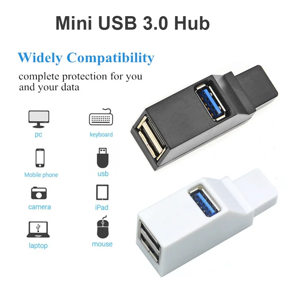 Hub USB 3.0 Mini Séparateur 1 vers 3 Ports USB 2.0 Haute Vitesse pour PC Portable 2