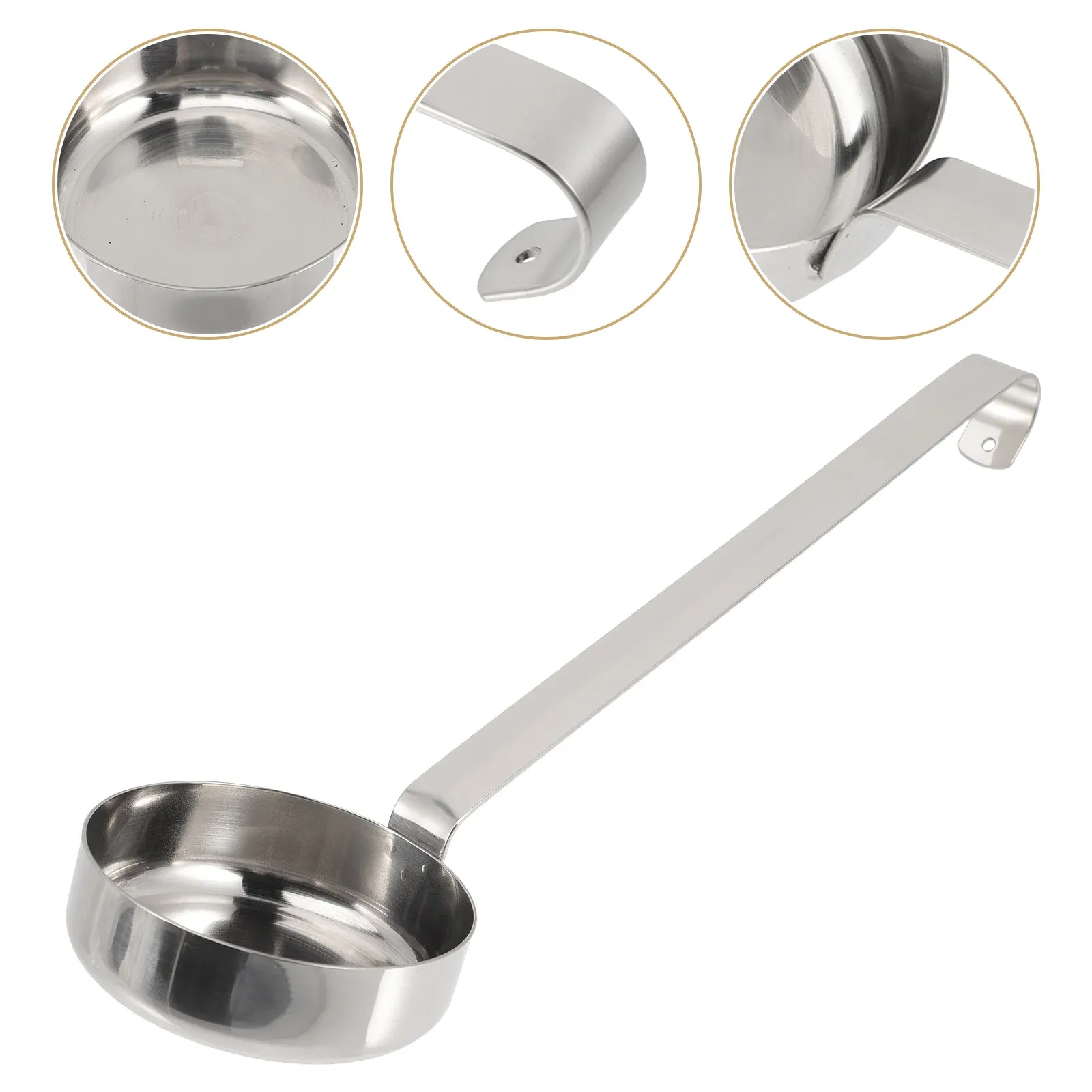 Cuillère à sauce pour pizza en métal à long manche, louche de cuisine pour soupe et crème à tartiner 2