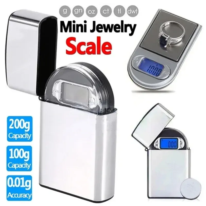 Balance de poche mini à allume-cigare 50 g / 100 g / 200 g, balance numérique de précision pour bijoux, diamants et cuisine, graduation 0,01 g 2