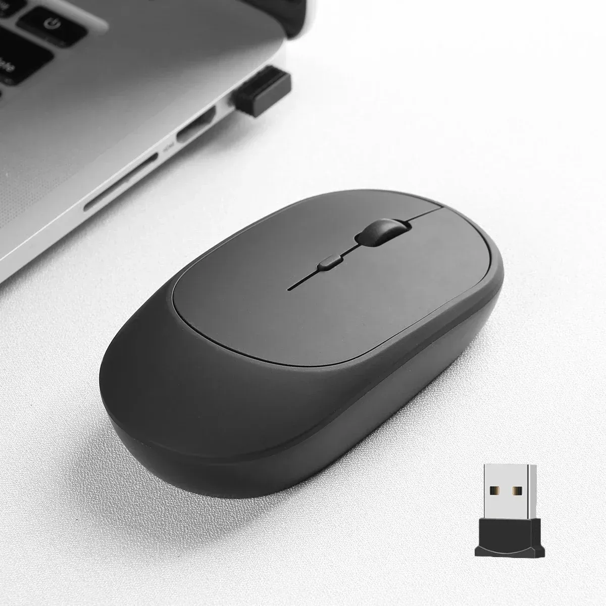 Souris sans fil rechargeable double mode Bluetooth et 2,4 GHz pour ordinateur portable, tablette, PC et MacBook 9