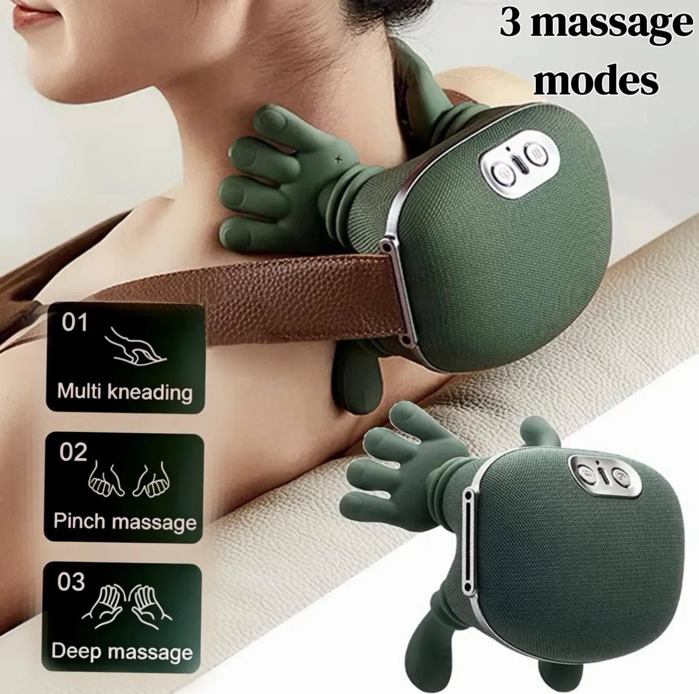 Masseur cervical et trapèze sans fil à pétrissage 4D, masseur de cou et d'épaules à doigts bioniques, moteur sans balais