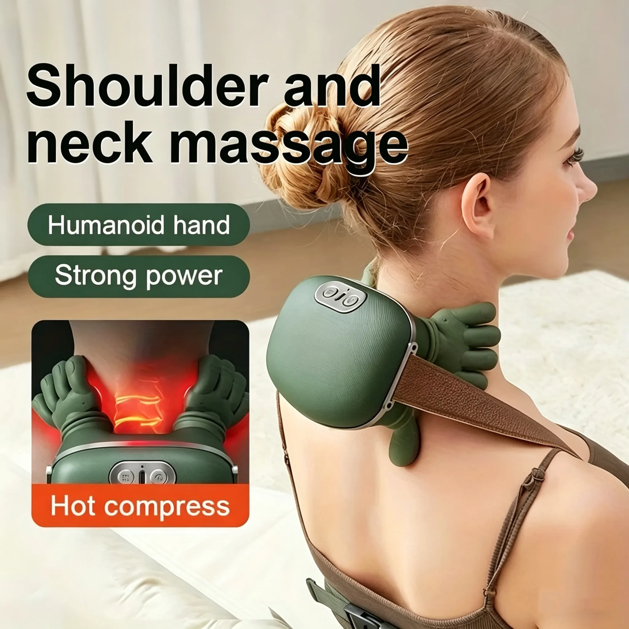 Masseur cervical et trapèze sans fil à pétrissage 4D, masseur de cou et d'épaules à doigts bioniques, moteur sans balais 4