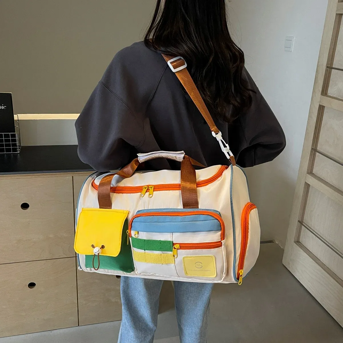 Sac de voyage polochon multifonction, sac de sport fourre-tout à bandoulière, mixte homme et femme 3