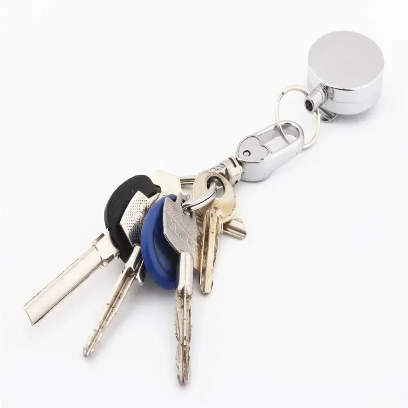 Lot de 1 à 4 porte-badges rétractables en métal avec cordon et clips de fixation 2