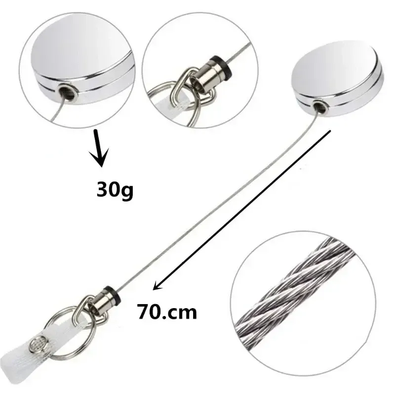 Lot de 1 à 4 porte-badges rétractables en métal avec cordon et clips de fixation