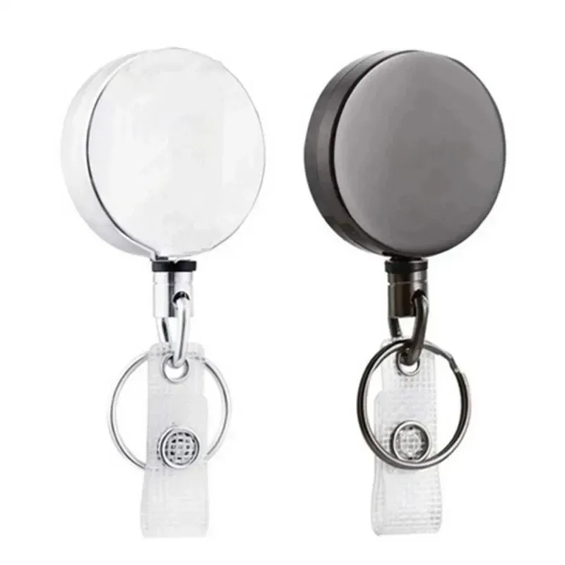 Lot de 1 à 4 porte-badges rétractables en métal avec cordon et clips de fixation 3