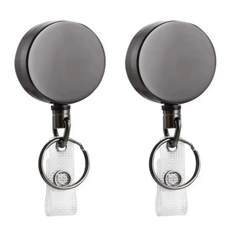 Lot de 1 à 4 porte-badges rétractables en métal avec cordon et clips de fixation 7