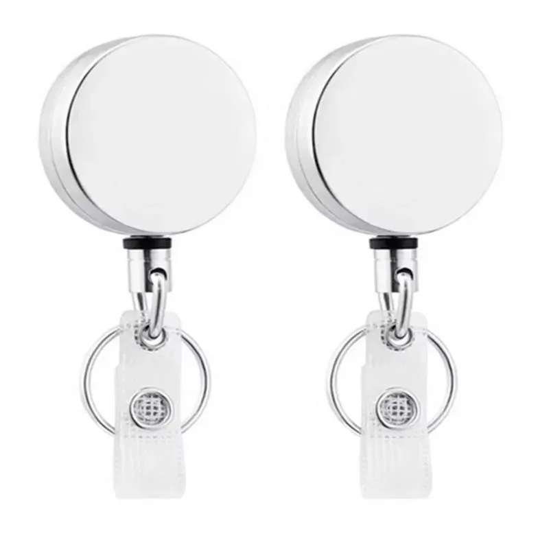 Lot de 1 à 4 porte-badges rétractables en métal avec cordon et clips de fixation 8