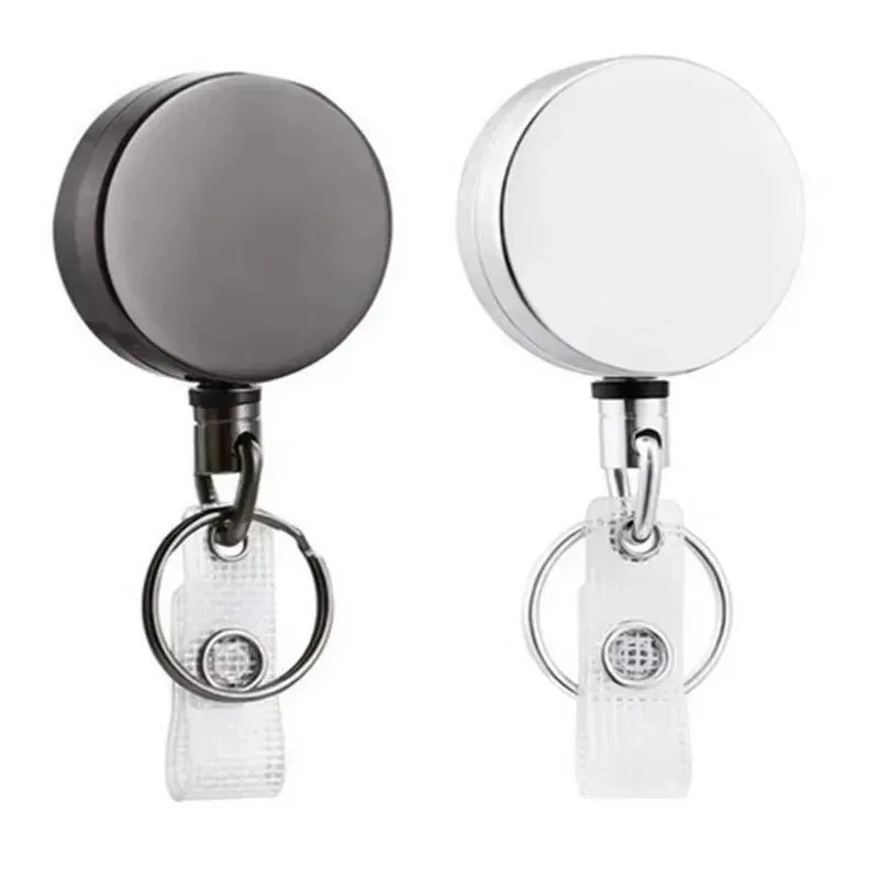 Lot de 1 à 4 porte-badges rétractables en métal avec cordon et clips de fixation 13