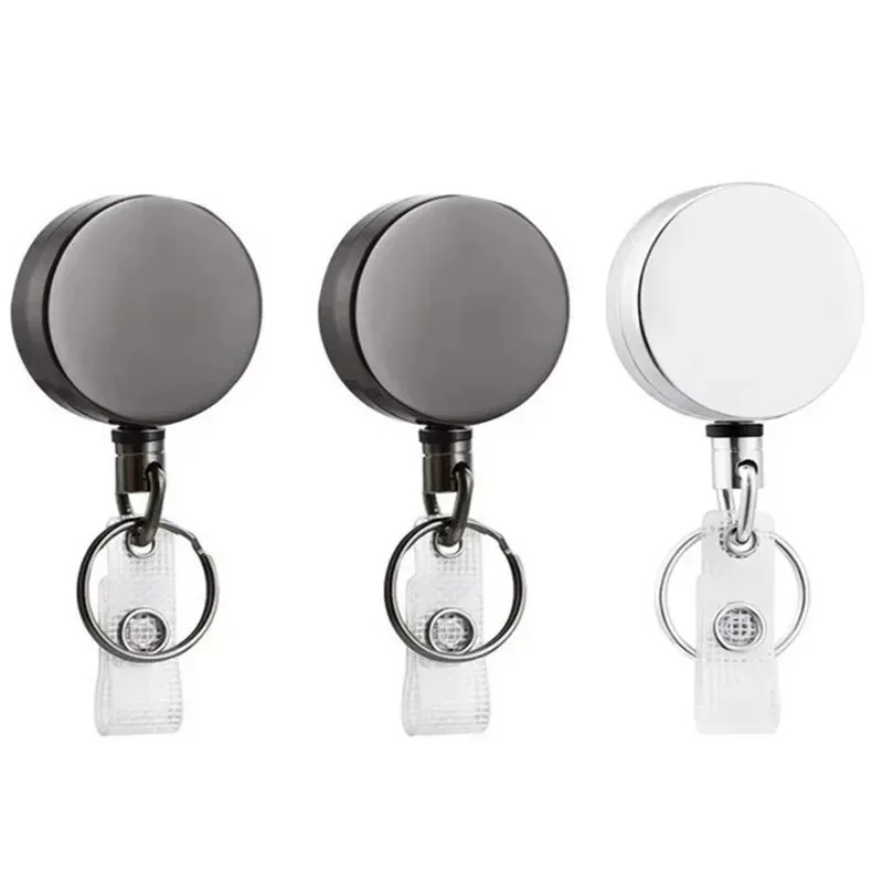 Lot de 1 à 4 porte-badges rétractables en métal avec cordon et clips de fixation 14
