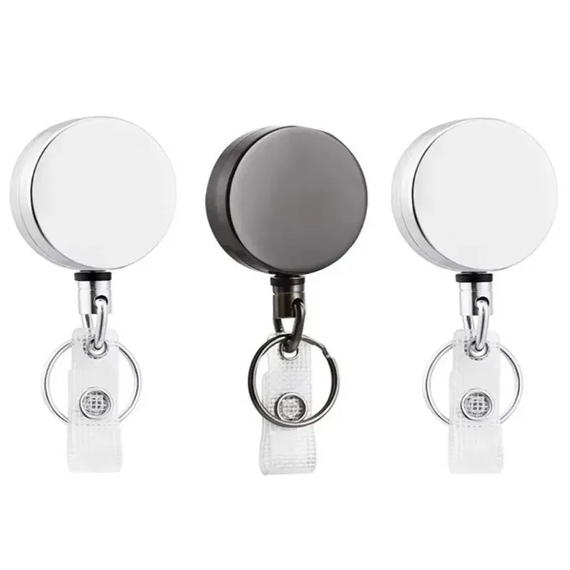 Lot de 1 à 4 porte-badges rétractables en métal avec cordon et clips de fixation 11