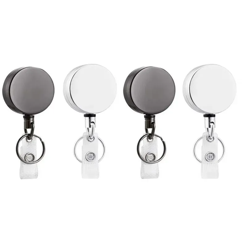 Lot de 1 à 4 porte-badges rétractables en métal avec cordon et clips de fixation 12