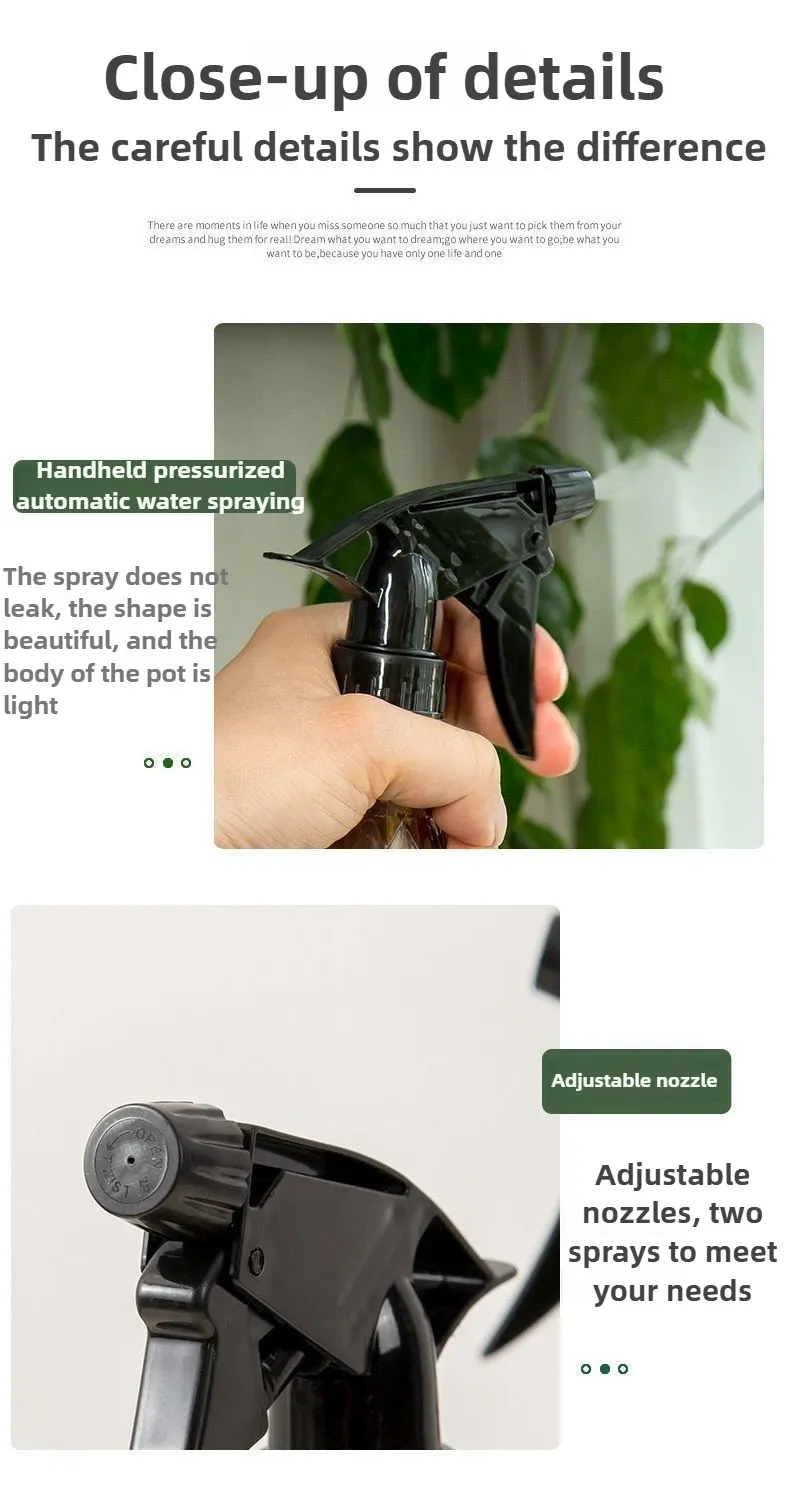 Flacon pulvérisateur, détail de la tête de pulvérisation