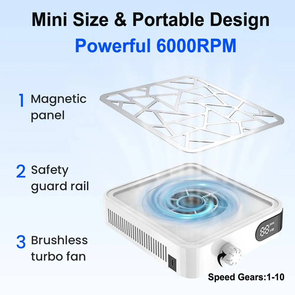 Mini aspirateur à poussière d'ongles sans balai, écran HD, vitesse réglable, portable et rechargeable, faible bruit 2