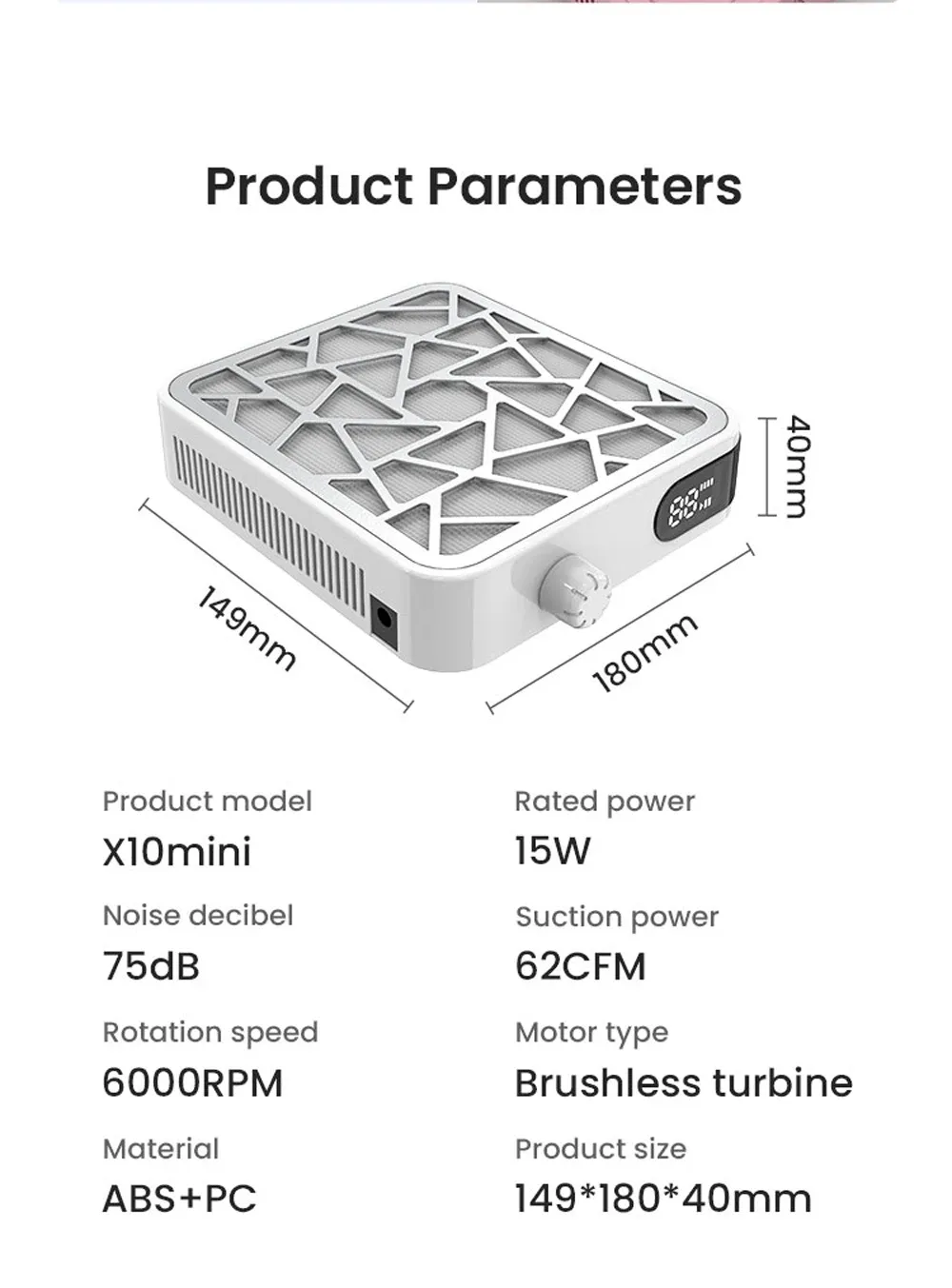 Mini aspirateur d'ongles, finition soignée