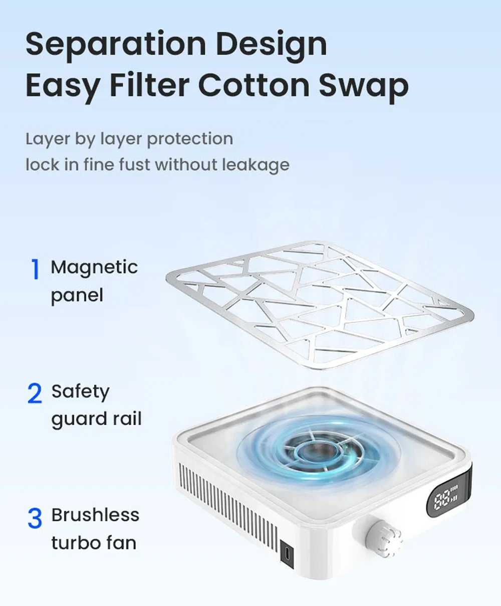 Mini aspirateur d'ongles dans un environnement de manucure