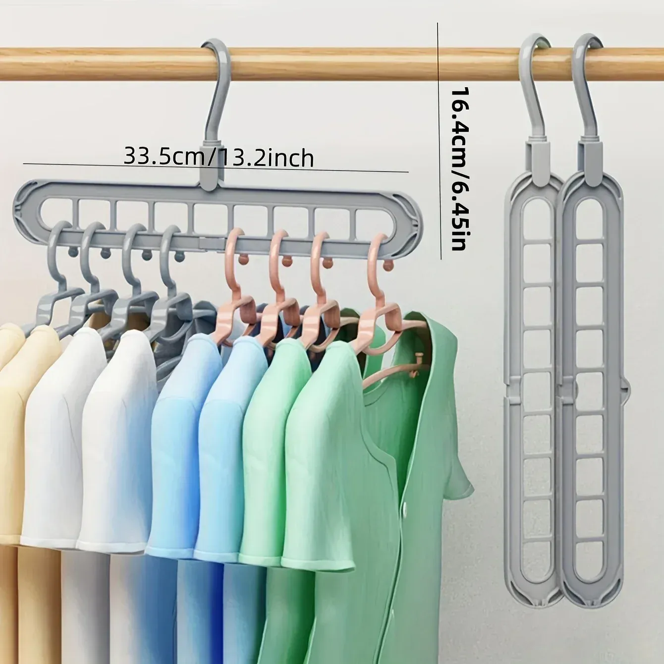 Lot de 3 cintres pliables en plastique à 9 trous, organisateurs de vêtements robustes et peu encombrants pour chambre et placard 3