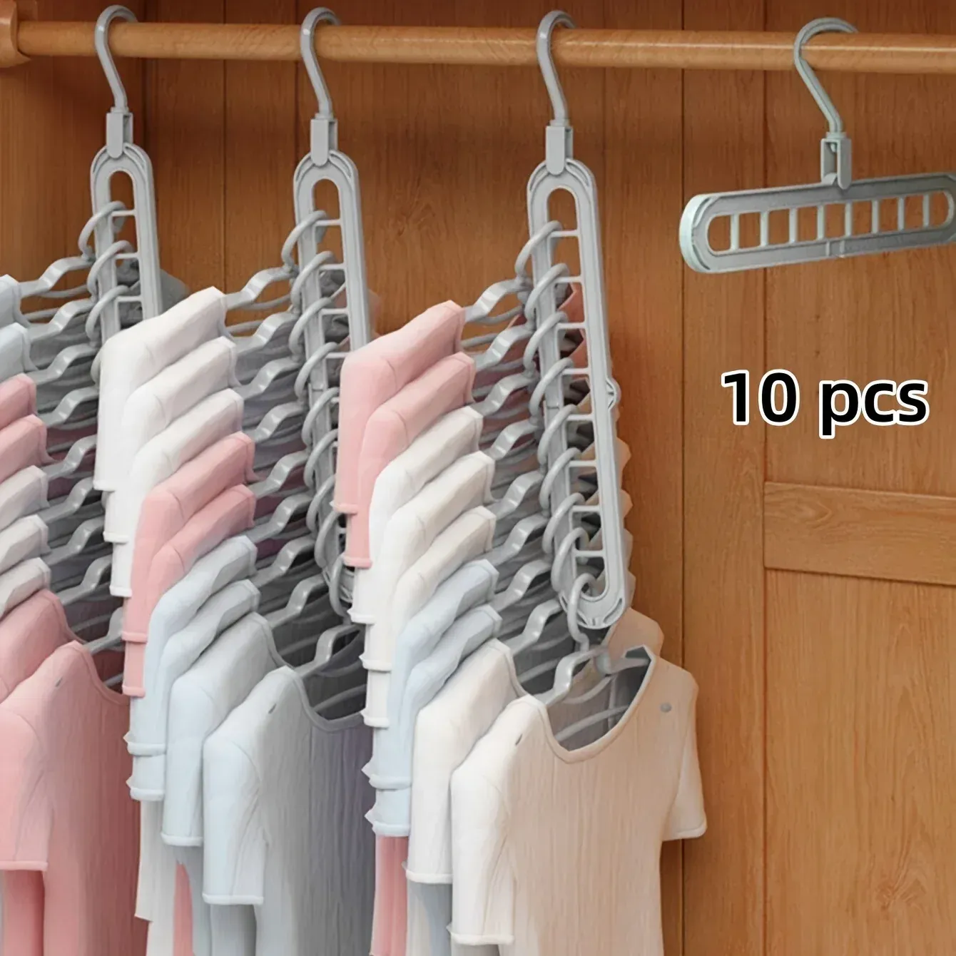 Lot de 3 cintres pliables en plastique à 9 trous, organisateurs de vêtements robustes et peu encombrants pour chambre et placard 6