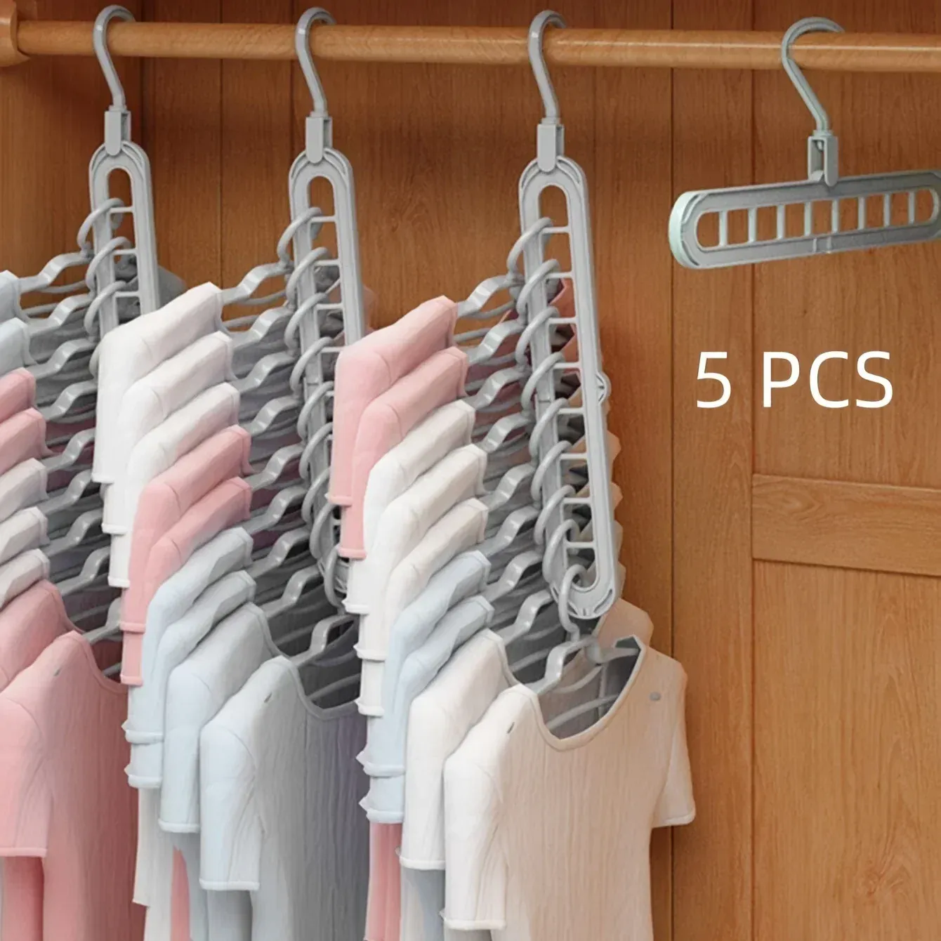 Lot de 3 cintres pliables en plastique à 9 trous, organisateurs de vêtements robustes et peu encombrants pour chambre et placard 8