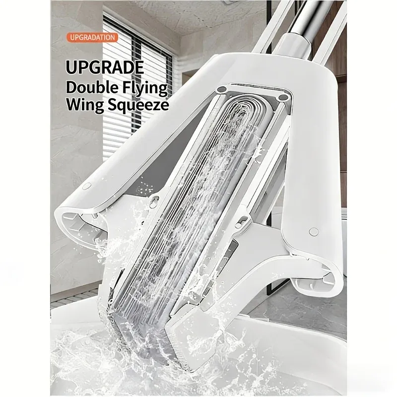 Vadrouille éponge à essorage mains libres pour usage domestique, absorbante et pliable, en caoutchouc et coton 2