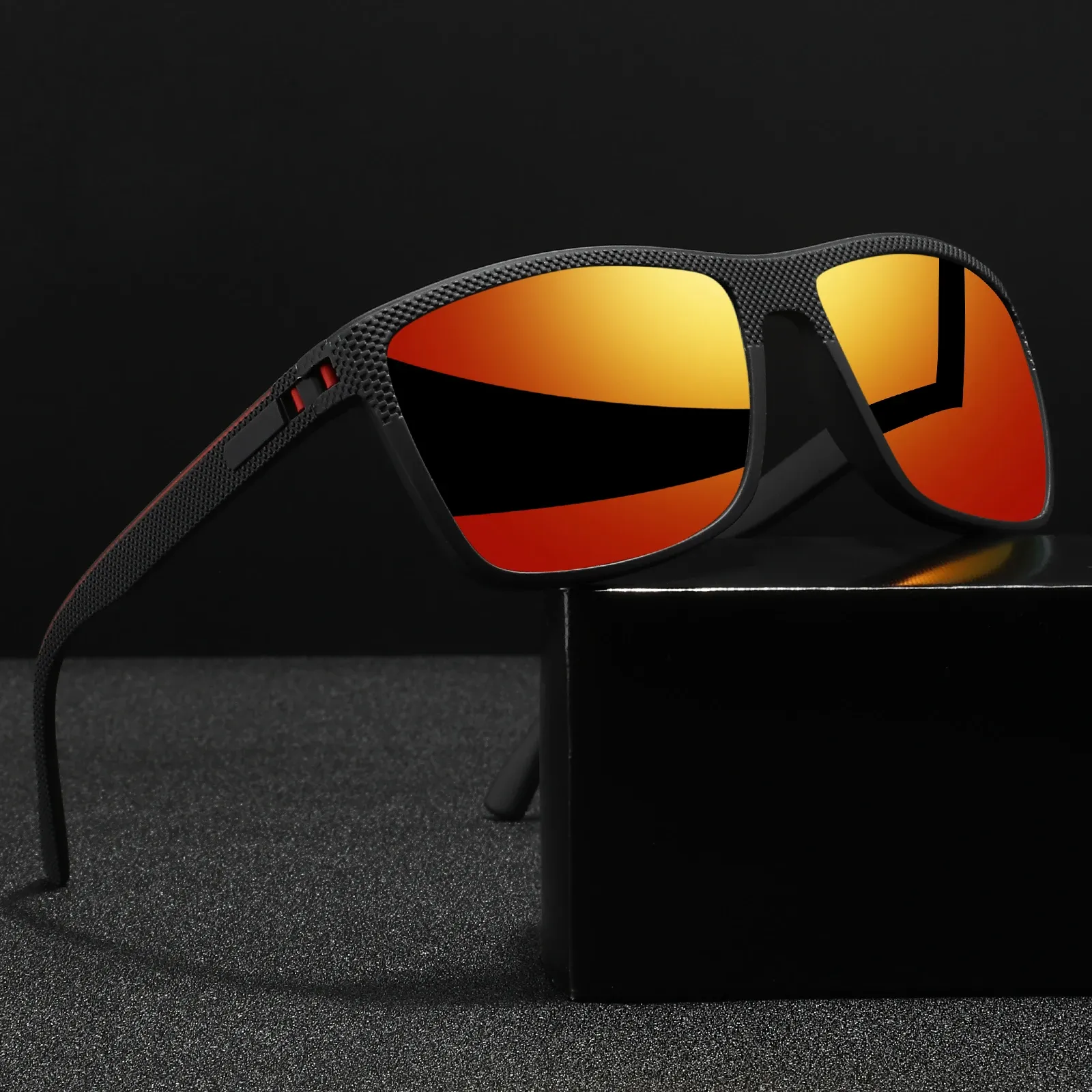 Lunettes de soleil carrées polarisées à charnières à ressort, confort optimal pour le cyclisme, la pêche, la plage et le quotidien