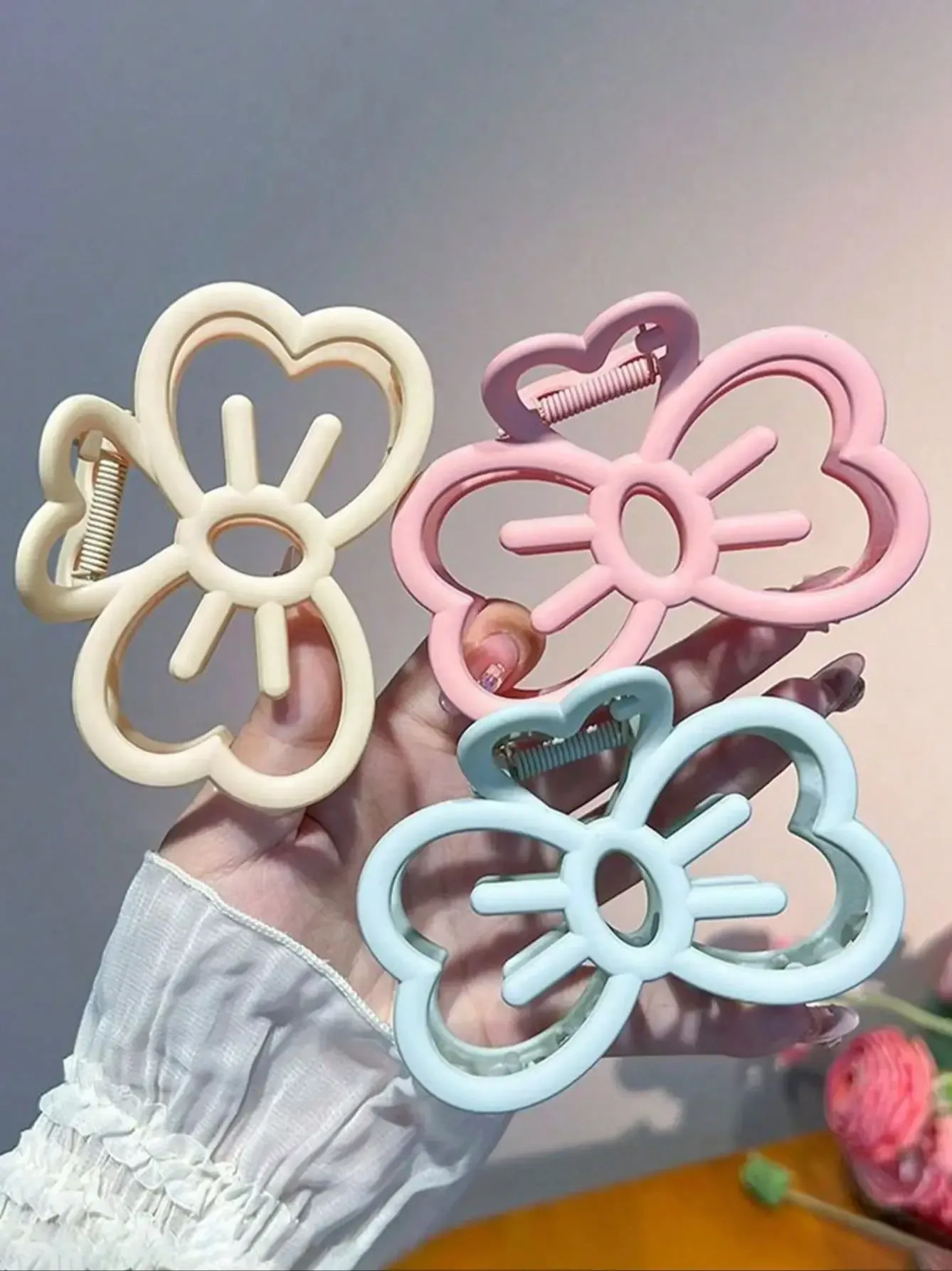 Pince à cheveux nœud chat coloris bonbon, pince crabe en plastique pour filles et femmes 14