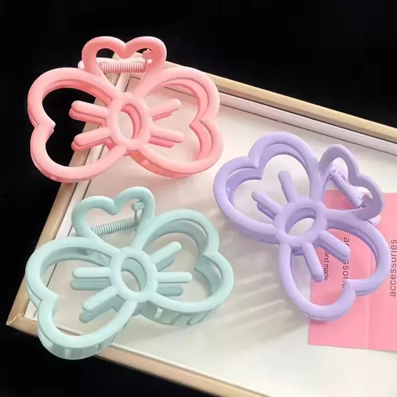 Pince à cheveux nœud chat coloris bonbon, pince crabe en plastique pour filles et femmes 10
