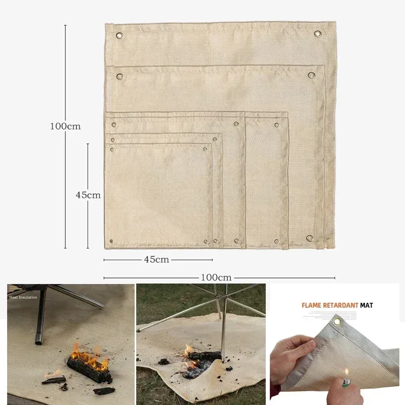 Tapis ignifuge en fibre de verre pour camping, pique-nique et barbecue - Image 1