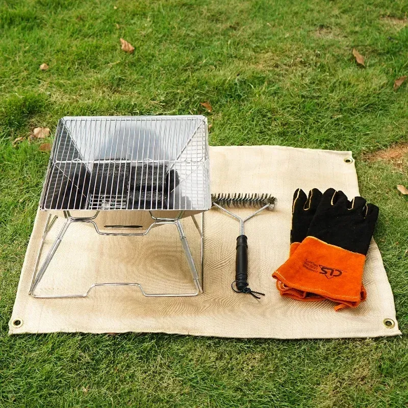 Tapis ignifuge en fibre de verre pour camping, pique-nique et barbecue 5