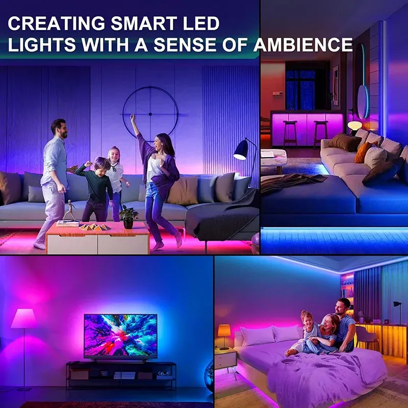 Ruban LED multicolore installé pour un éclairage d'ambiance