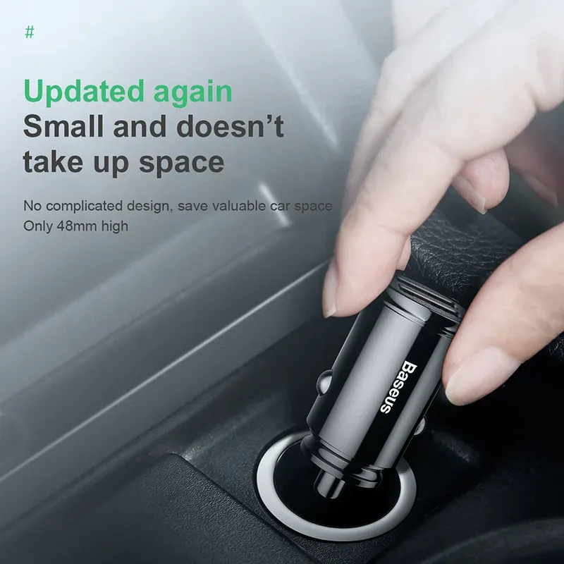 Chargeur de voiture Baseus 30 W USB, charge rapide 4.0/3.0, compatible FCP, SCP et USB PD, pour Xiaomi et iPhone 12, 13, 14, 15 Pro 4