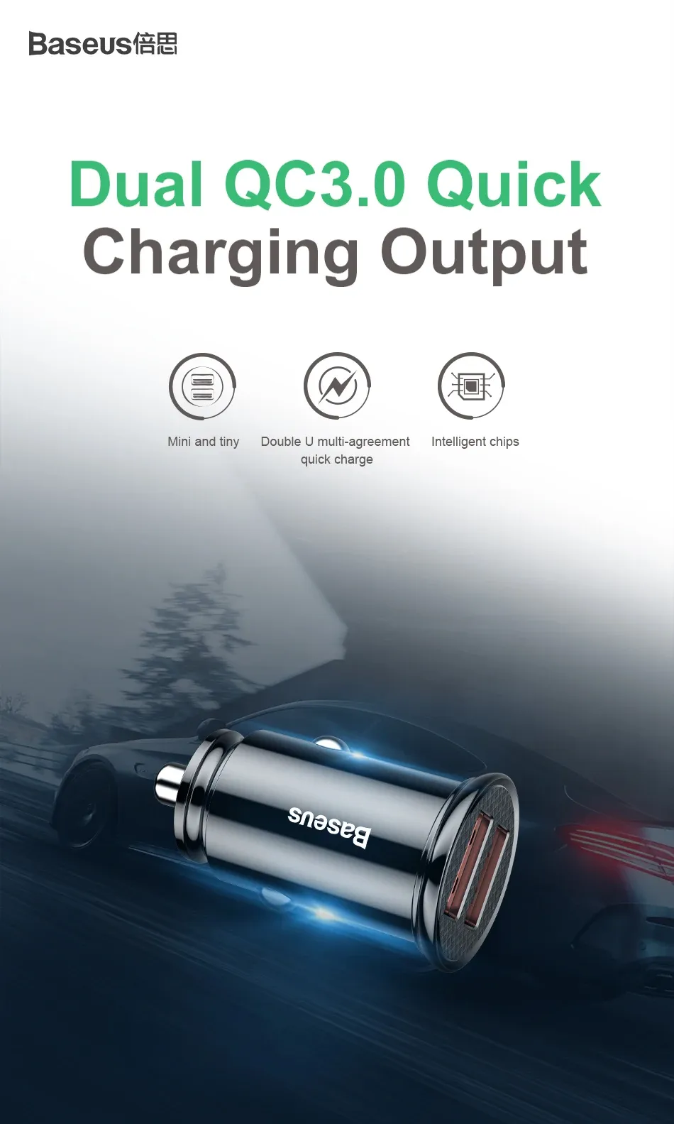 Chargeur de voiture Baseus en situation d'utilisation