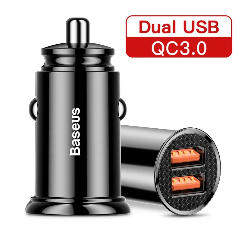 Chargeur de voiture Baseus 30 W USB, charge rapide 4.0/3.0, compatible FCP, SCP et USB PD, pour Xiaomi et iPhone 12, 13, 14, 15 Pro 8