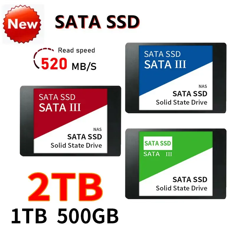 SSD interne SATA III 2,5 pouces 4 To TLC, lecture jusqu'à 500 Mo/s, pour ordinateur portable et de bureau