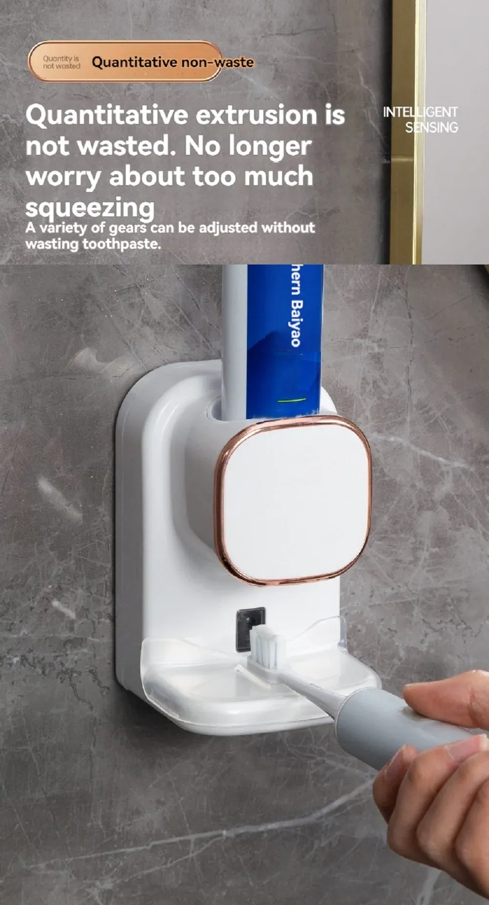 Distributeur de dentifrice installé au mur d'une salle de bains