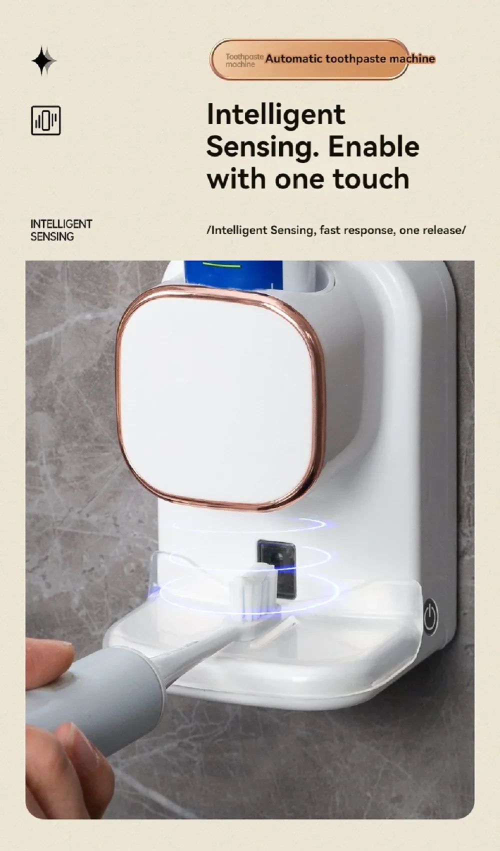 Vue détaillée du distributeur intelligent de dentifrice