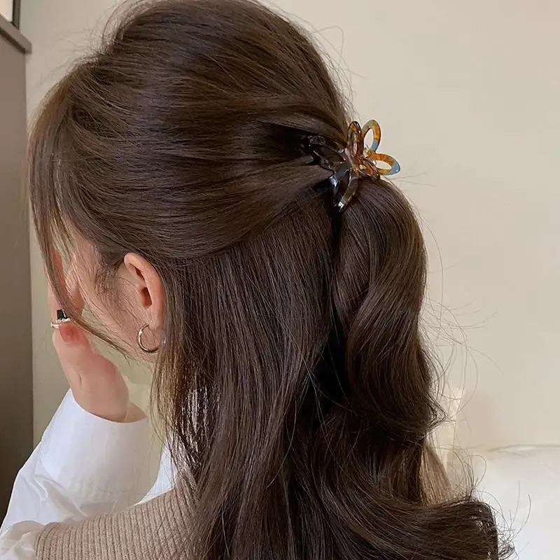 Pince à cheveux papillon rétro effet gelée en plastique vert pour femme 2