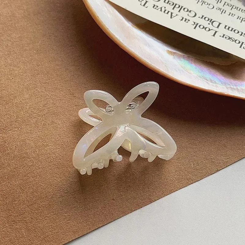 Pince à cheveux papillon rétro effet gelée en plastique vert pour femme 8