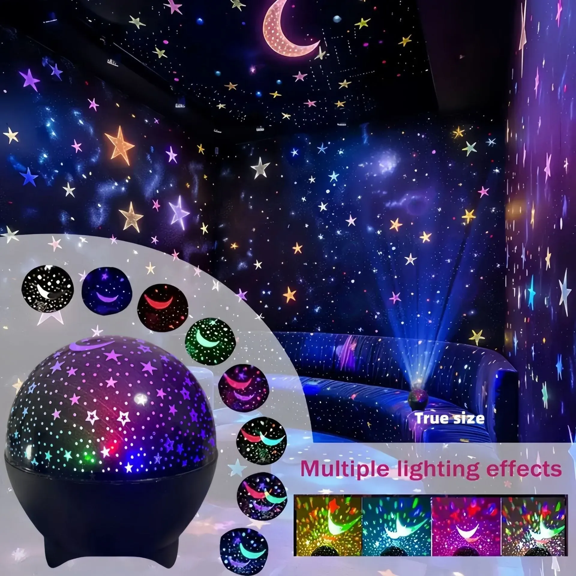 Veilleuse projecteur LED RVB à motif étoilé galaxie, lampe de projection USB 5 V pour enfants 2