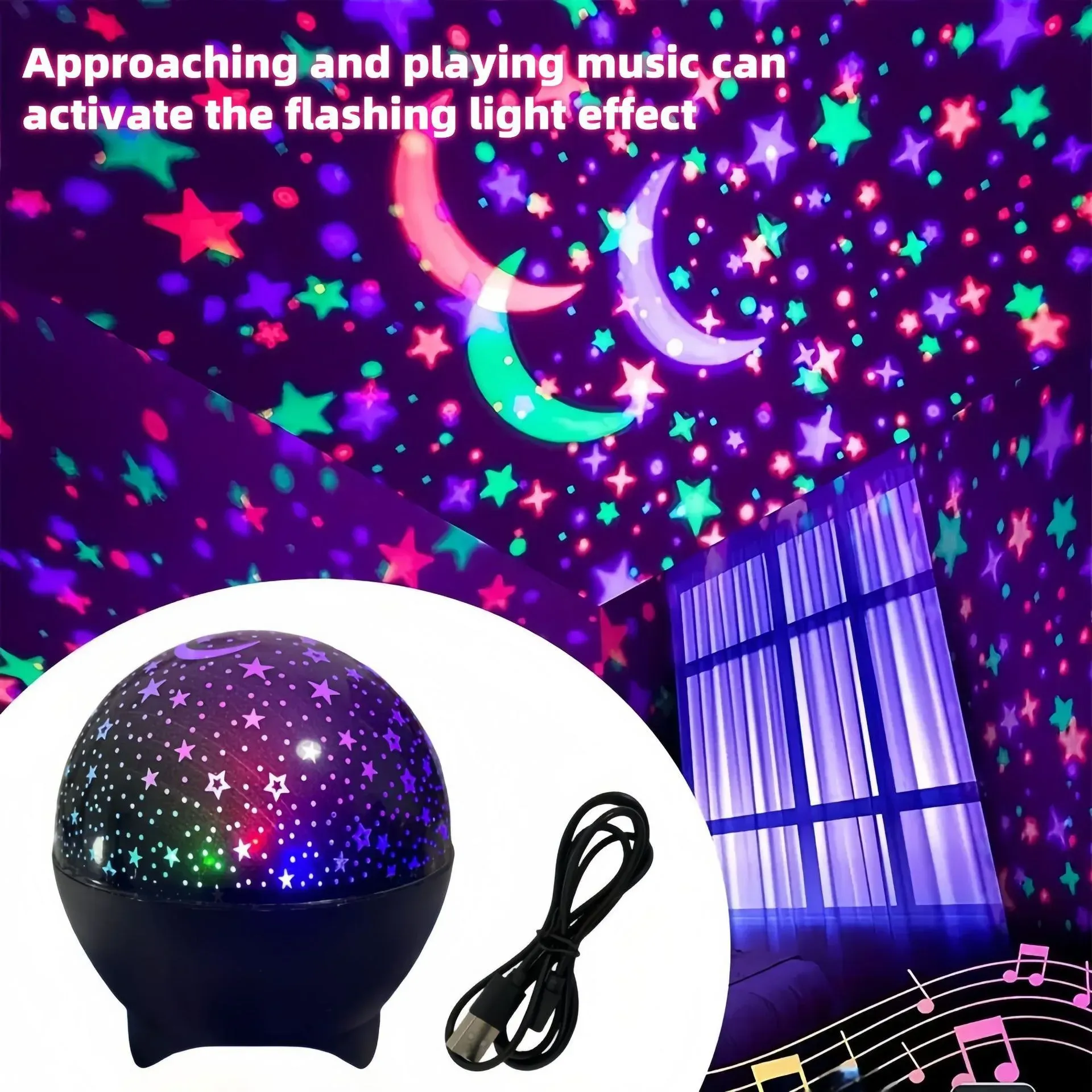 Veilleuse projecteur LED RVB à motif étoilé galaxie, lampe de projection USB 5 V pour enfants 4