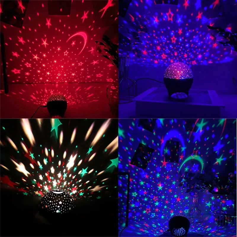 Veilleuse projecteur LED RVB à motif étoilé galaxie, lampe de projection USB 5 V pour enfants 6