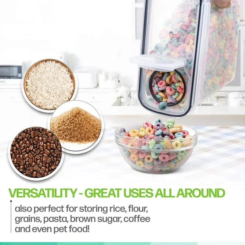 Conteneurs de rangement alimentaire empilables avec couvercles, pour garde-manger de cuisine, avec distributeur de riz 2