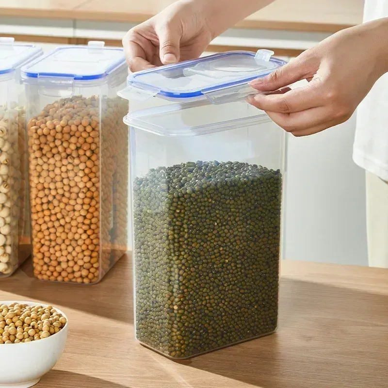 Conteneurs de rangement alimentaire empilables avec couvercles, pour garde-manger de cuisine, avec distributeur de riz 6
