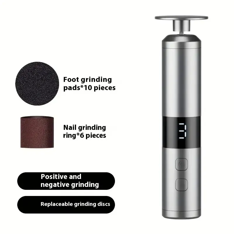 Ponceuse électrique rechargeable à 3 vitesses avec écran LCD pour les soins des pieds et des mains 7