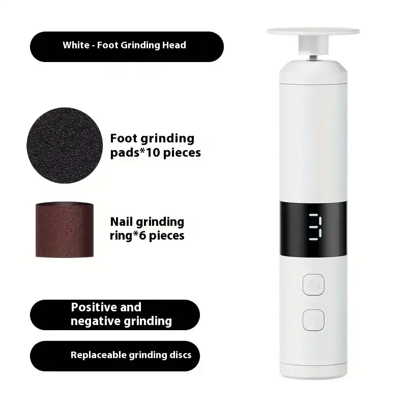 Ponceuse électrique rechargeable à 3 vitesses avec écran LCD pour les soins des pieds et des mains 8
