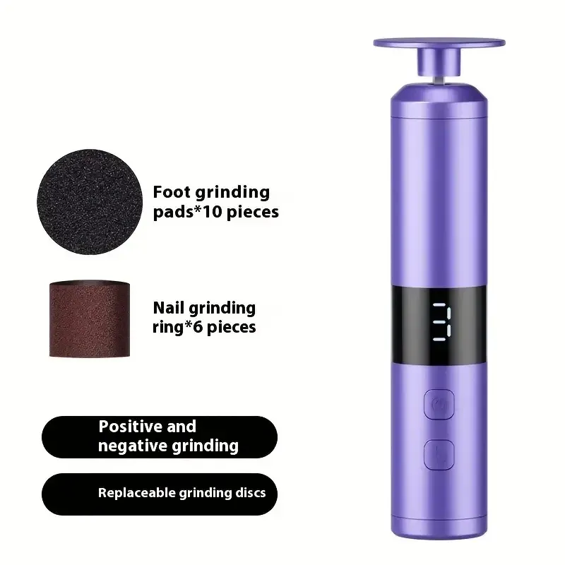 Ponceuse électrique rechargeable à 3 vitesses avec écran LCD pour les soins des pieds et des mains 9