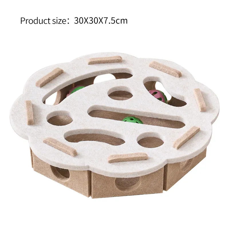 Boîte à jouets interactive en feutre pour chat : labyrinthe, tunnel, cloche et balle 10