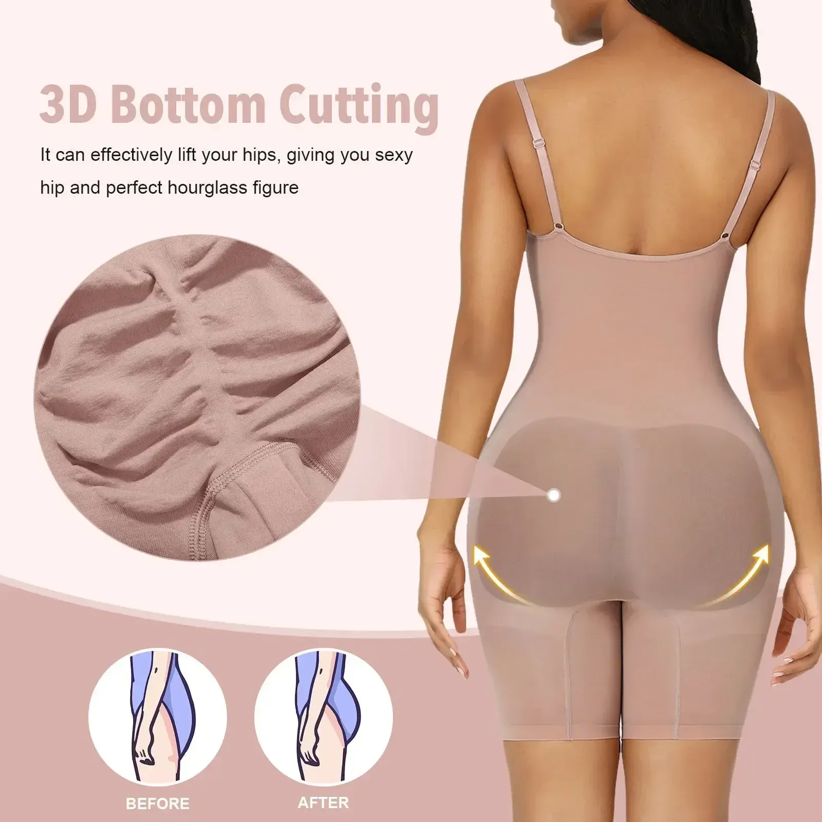 Body sans couture modelant pour femme, gainant ventre et taille 3