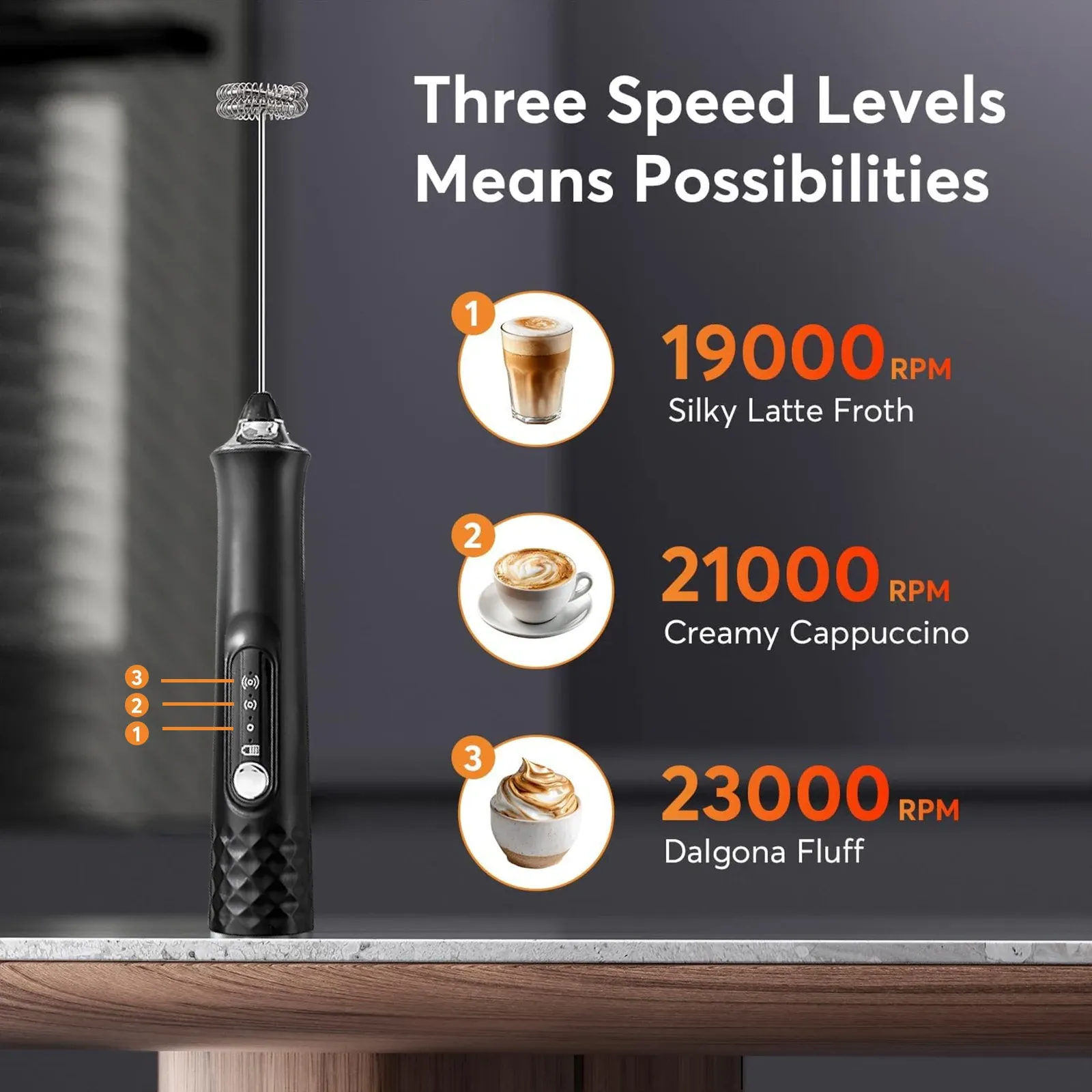 Mousseur à lait électrique rechargeable et portatif pour café latte 2